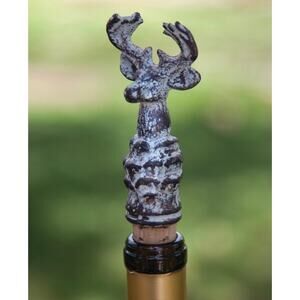 6Pc Set Wine Bottle Stopper Heavyweight Moose Wrought Iron Cork Adirondack Decor